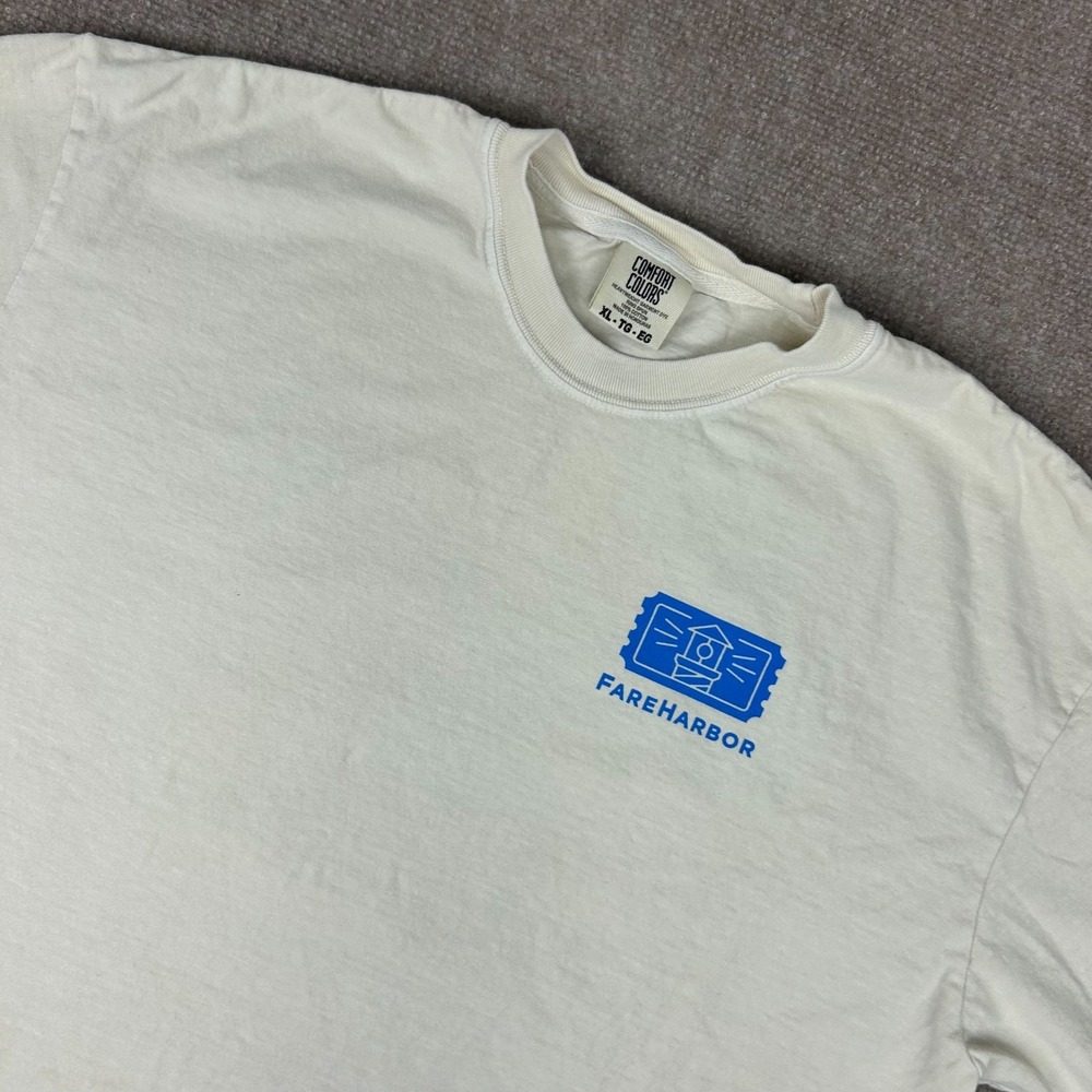 Fare Harbor Comfort Colors T-Shirt Mens XL White Heavyweight Casual Summer Wear